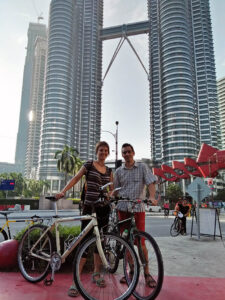 Under Petronas Towers in Kuala Lumpur.