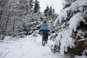 Mountain biking in winter.