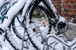 Bicycle in snow.