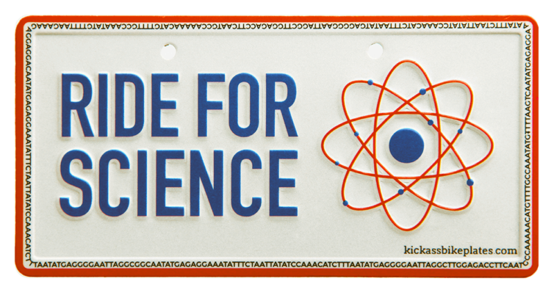Ride for science bike plate
